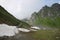 Rock formations in the Pizol region. Scene on the so called Five Lakes Hike