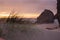 Rock formations at sunset on the southern Oregon coast.