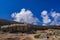 Rock fragments against the blue sky