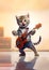 Rock Guitarist kitten. Generative AI