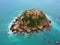 Rock island from Above in Pacific Ocean near Acapulco, Mexico