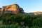 Rock landmark panoramic South Africa Drakensberg Golden Gate national park, sunny day, impressive nature