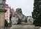 Rock lion statue on the park in Ksiaz Castle