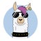 Rock llama with sunglasses and earring