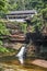 Rock Mill Covered Bridge and Hocking River Waterfall