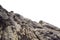 Rock mountain slope or top foreground close-up isolated on white background. Element for matte painting, copy space.