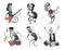 Rock music band set. Music group. Guitarists, singers and drummers play heavy metal. Vector characters, Illustration