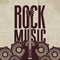 Rock music banner with guitar and audio speakers