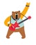 Rock music and bear guitar player, isolated animal