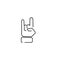 Rock music emoji, finger gesture line art vector icon for apps and websites
