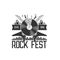 Rock music fest icon, guitars and vinyl record