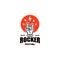 Rock music fest logo with rocker or metal hand gesture, emblem for Rock festival,party, musical performance