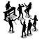 Rock musicians illustration silhouette isometric icons on isolated background