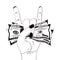 Rock-n-roll hand gesture with crumpled one hundred dollars on white background.