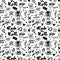 Rock n Roll seamless pattern. Black-white print for textiles, backgrounds, printing. Grunge style, hand lettered, vector