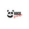 Rock panda logo. Funny panda mascot. Bar symbol