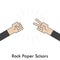 Rock Paper Scisors for it sign.Hand of businessmans with Rock Pa