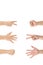 Rock Paper Scissors gambling hand game for all of ages and sex. This is Asian male hands post on white background