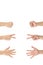 Rock Paper Scissors gambling hand game for all of ages and sex. This is Asian male hands post on white background