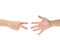 Rock Paper Scissors gambling hand game for all of ages and sex. This is Asian male hands post on white background