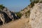 Rock passage through the hill in Croatia