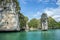 Rock pillar and emerald water, Halong Bay Vietnam