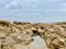 Rock pools and rocks at low tide on the Isle of Wight
