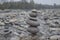 Rock pyramid along the river Brembo