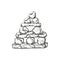 Rock Pyramid Balancing vector illustration. Stone Stacking Art, sketch style print. Balancing and stack rocks emblem.