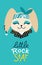 Rock Rabbit girl postcard - little rock star. Vector cartoon character in rock accessories and a cool bandana on his