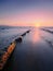 Rock reflections at sunset in barrika