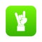 Rock and Roll hand sign icon digital green