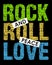 Rock and roll peace love, Vector image