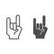 Rock and roll sign line and glyph icon. Rock gesture vector illustration isolated on white. Heavy rock outline style