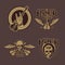 Rock and Roll vector color vintage emblems, labels, badges, logos set