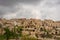 Rock sandstone wall of an ancient house of Cappadocia. Beautiful texture of the wall of an ancient cave dwelling.