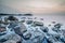 Rock and sea on sunrise at hin ngam beach