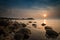 Rock and sea on sunrise at hin ngam beach