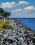 Rock Seawall Along Coastal Park