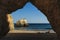 Rock shapes and shilouettes in Three Brothers Beach in Algarve, Portimao, Portugal