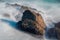 Rock Shrouded In Waves On The Atlantic Shoreline