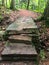 Rock slab stairs on nature trail in forest