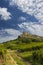 Rock of Solutre with vineyards, Burgundy, Solutre-Pouilly, France