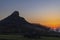 Rock of Solutre with vineyards, Burgundy, Solutre-Pouilly, France