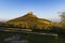 Rock of Solutre with vineyards, Burgundy, Solutre-Pouilly, France