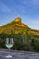 Rock of Solutre with vineyards, Burgundy, Solutre-Pouilly, France