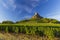 Rock of Solutre with vineyards, Burgundy, Solutre-Pouilly, France