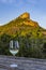 Rock of Solutre with vineyards, Burgundy, Solutre-Pouilly, France