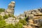 Rock stacks of weathered limestone in the Karst landscape of El Torcal near to Antequera, Spain