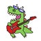 Rock star dinosaur playing the electric guitar